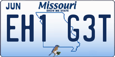 MO license plate EH1G3T