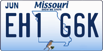 MO license plate EH1G6K