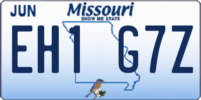 MO license plate EH1G7Z