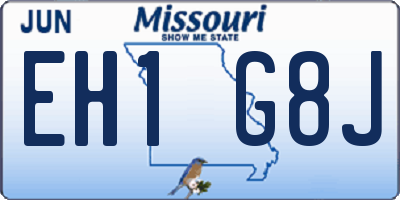 MO license plate EH1G8J