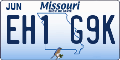 MO license plate EH1G9K