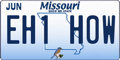 MO license plate EH1H0W