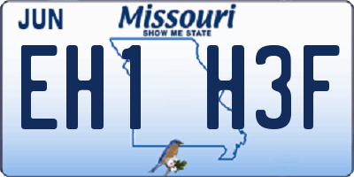 MO license plate EH1H3F