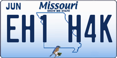 MO license plate EH1H4K