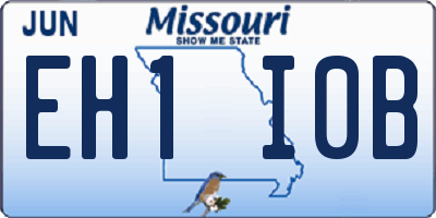 MO license plate EH1I0B