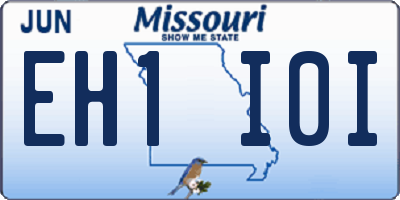 MO license plate EH1I0I