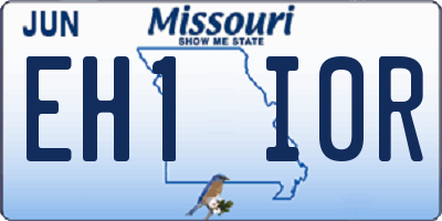 MO license plate EH1I0R