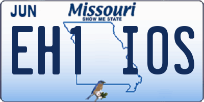 MO license plate EH1I0S
