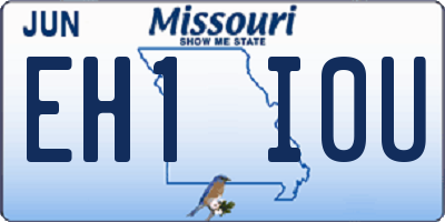 MO license plate EH1I0U