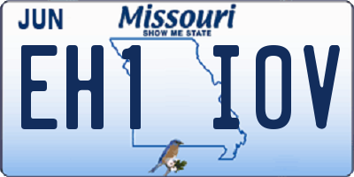MO license plate EH1I0V