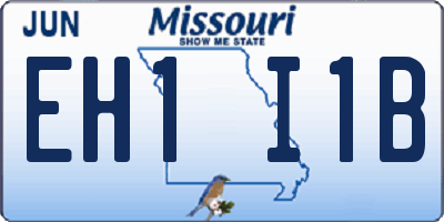 MO license plate EH1I1B