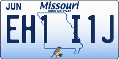 MO license plate EH1I1J