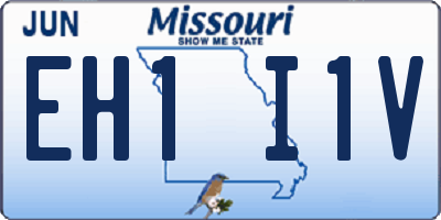 MO license plate EH1I1V