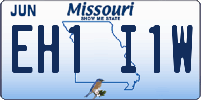 MO license plate EH1I1W