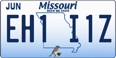 MO license plate EH1I1Z