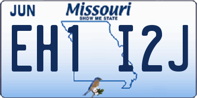 MO license plate EH1I2J