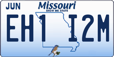 MO license plate EH1I2M