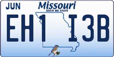 MO license plate EH1I3B
