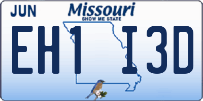 MO license plate EH1I3D