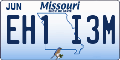 MO license plate EH1I3M