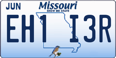 MO license plate EH1I3R