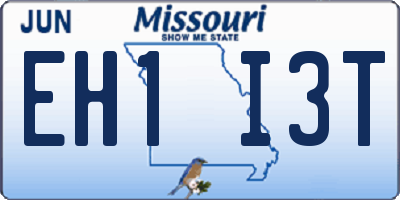 MO license plate EH1I3T