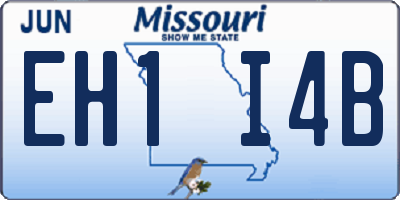 MO license plate EH1I4B