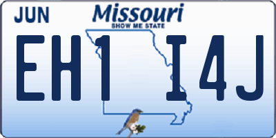 MO license plate EH1I4J