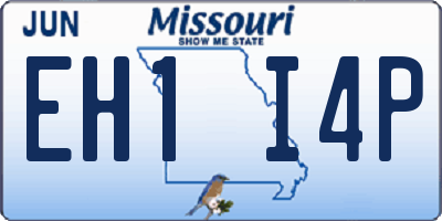 MO license plate EH1I4P