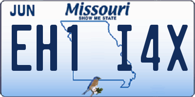 MO license plate EH1I4X