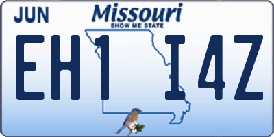 MO license plate EH1I4Z