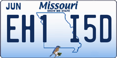 MO license plate EH1I5D