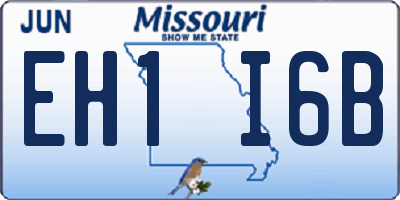 MO license plate EH1I6B
