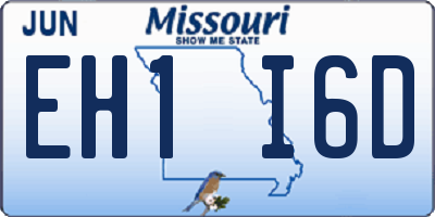 MO license plate EH1I6D