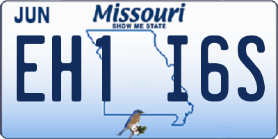 MO license plate EH1I6S