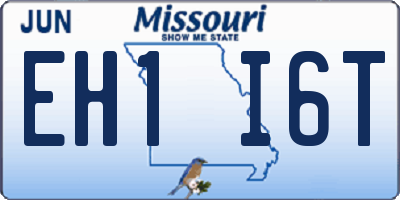 MO license plate EH1I6T