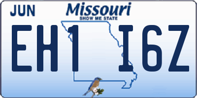 MO license plate EH1I6Z