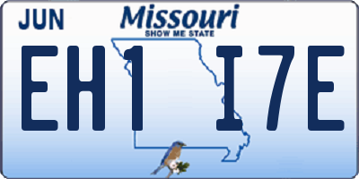 MO license plate EH1I7E