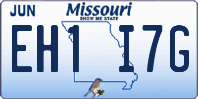 MO license plate EH1I7G