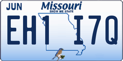 MO license plate EH1I7Q