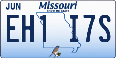 MO license plate EH1I7S
