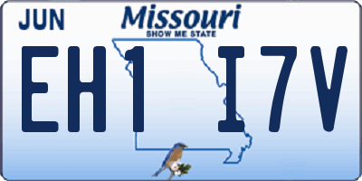 MO license plate EH1I7V