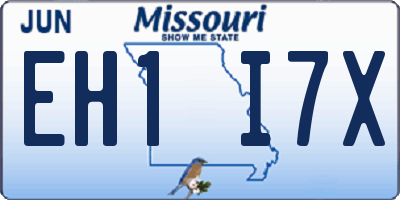 MO license plate EH1I7X