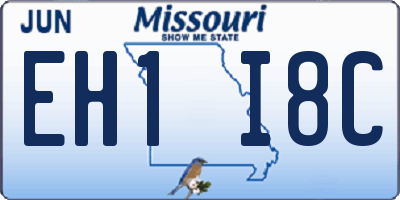 MO license plate EH1I8C