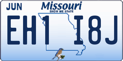 MO license plate EH1I8J