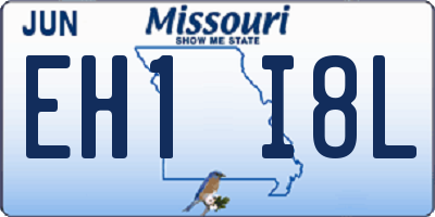 MO license plate EH1I8L