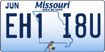 MO license plate EH1I8U