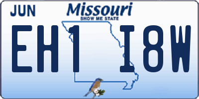 MO license plate EH1I8W