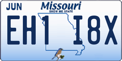 MO license plate EH1I8X