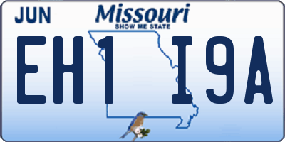MO license plate EH1I9A